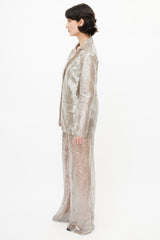 Alberta Ferretti Grey Sequin Three Piece Suit