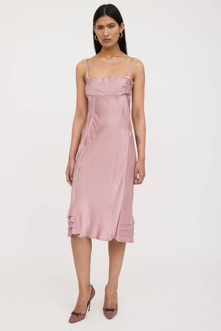 Alberta Ferretti Silk Panelled Pleated Dress