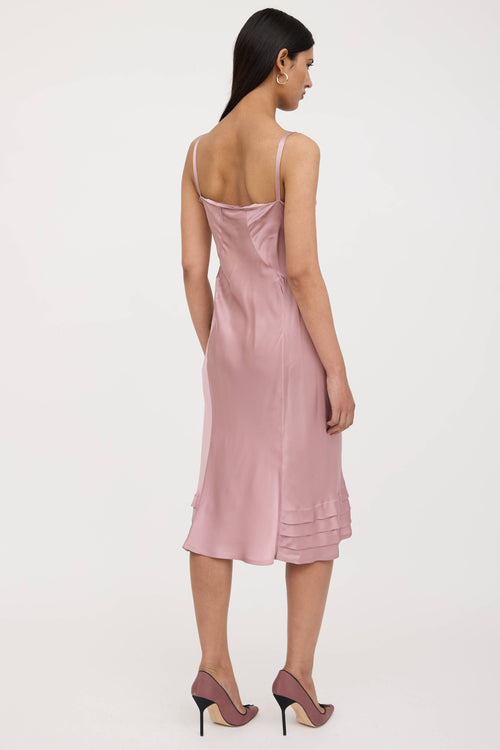 Alberta Ferretti Silk Panelled Pleated Dress