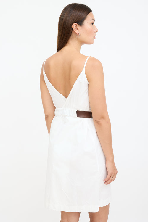 White Cotton Belted Wrap Dress