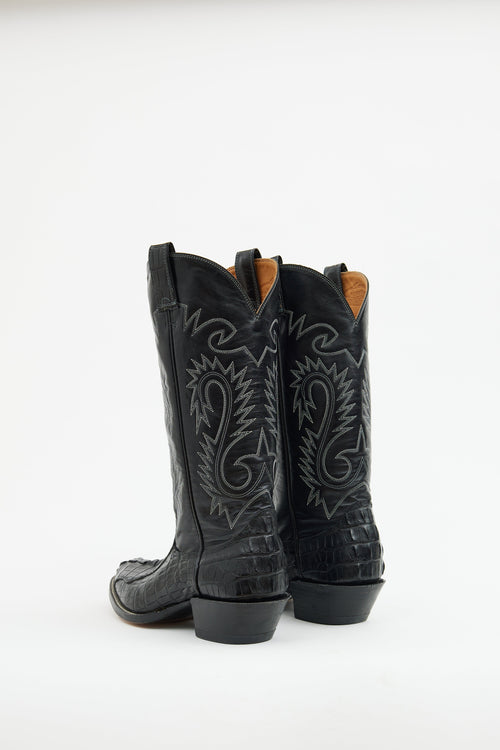 VSP Archive Black Leather Western Boot