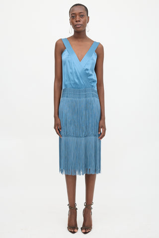 Alberta Ferretti Silk Fringe Dress