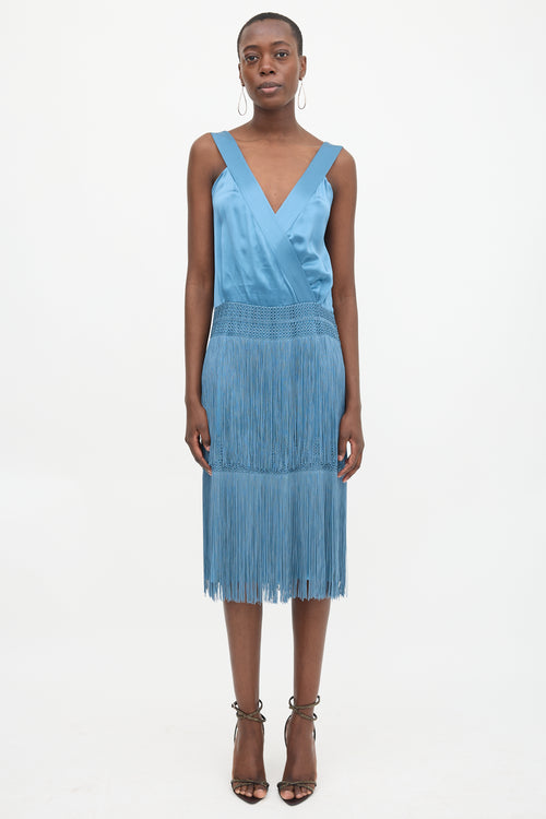 Alberta Ferretti Silk Fringe Dress