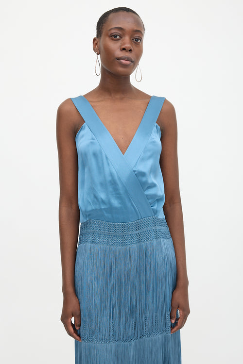 Alberta Ferretti Silk Fringe Dress
