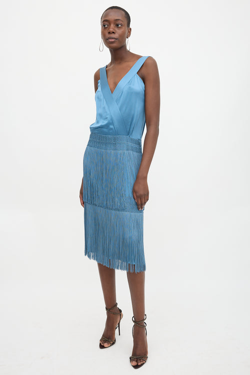 Alberta Ferretti Silk Fringe Dress