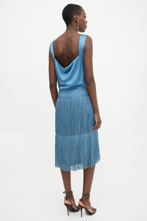 Alberta Ferretti Silk Fringe Dress