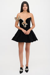 Albina Dyla Velvet Embellished Mini Dress