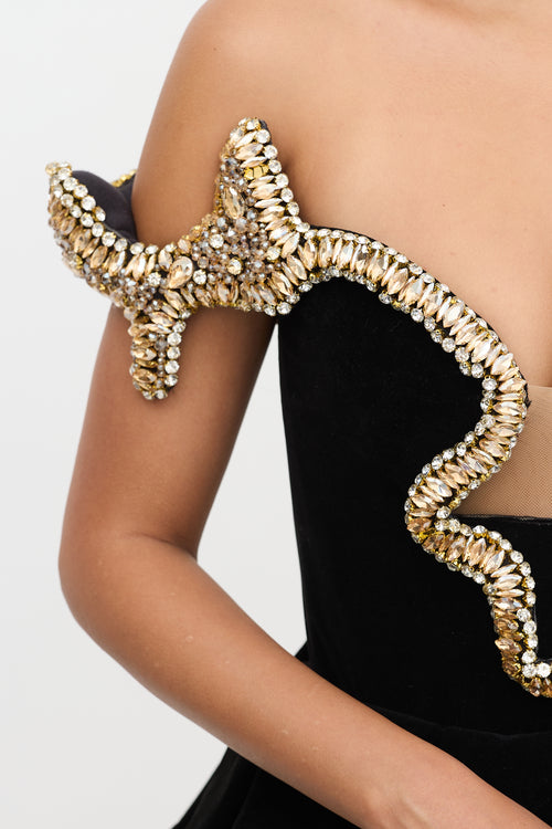 Albina Dyla Velvet Embellished Mini Dress