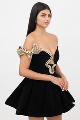 Albina Dyla Velvet Embellished Mini Dress