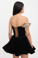 Albina Dyla Velvet Embellished Mini Dress
