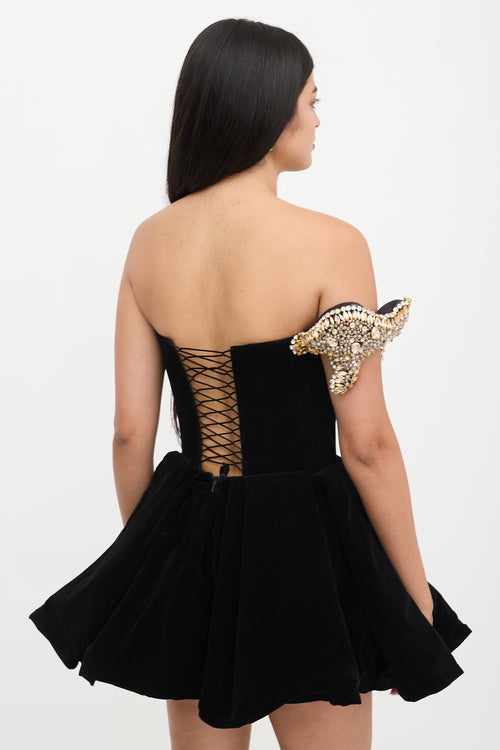 Albina Dyla Velvet Embellished Mini Dress
