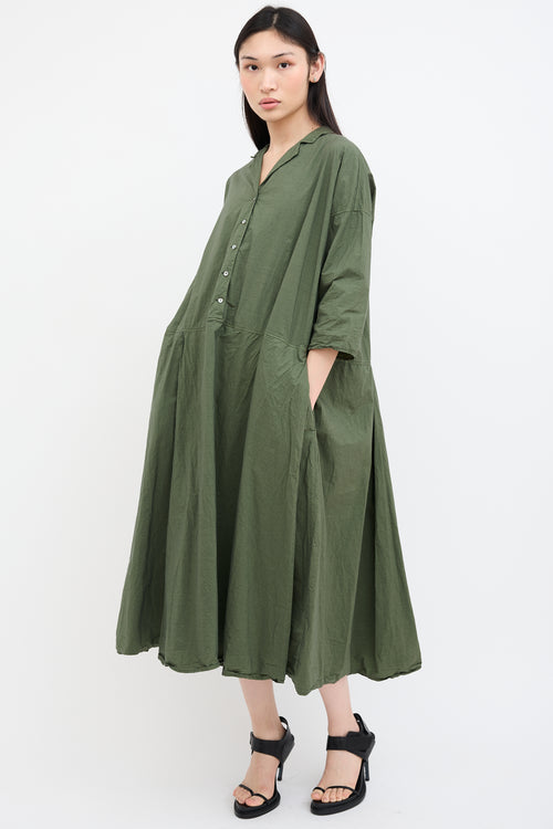 Album Di Famiglia Green Tailored Collar Maxi Dress