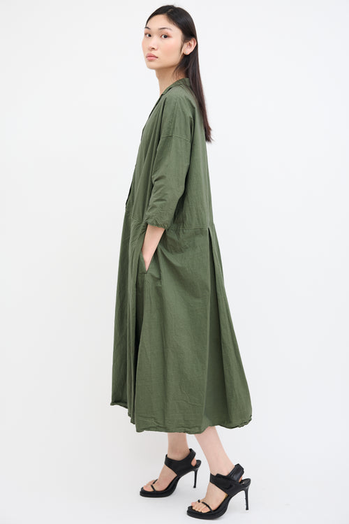 Album Di Famiglia Green Tailored Collar Maxi Dress