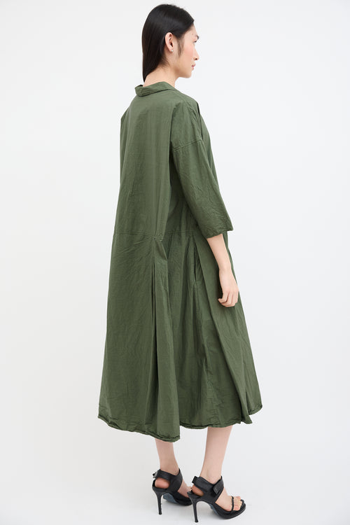 Album Di Famiglia Green Tailored Collar Maxi Dress