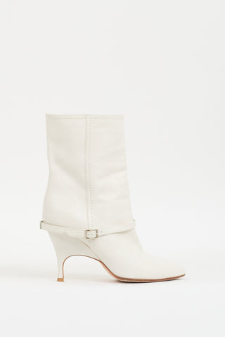 Alchimia di Ballin White Leather Buckled Strap Boot