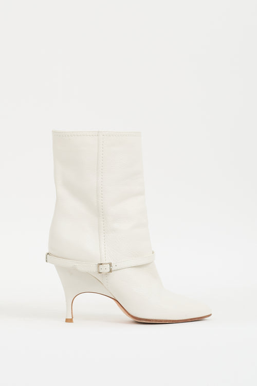 Alchimia di Ballin White Leather Buckled Strap Boot