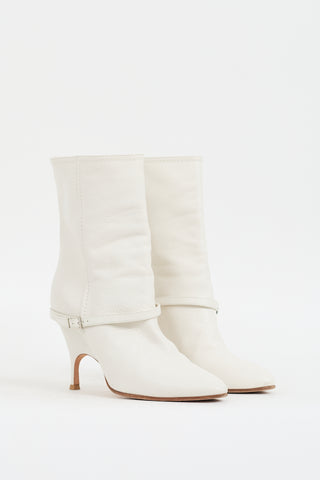 Alchimia di Ballin White Leather Buckled Strap Boot