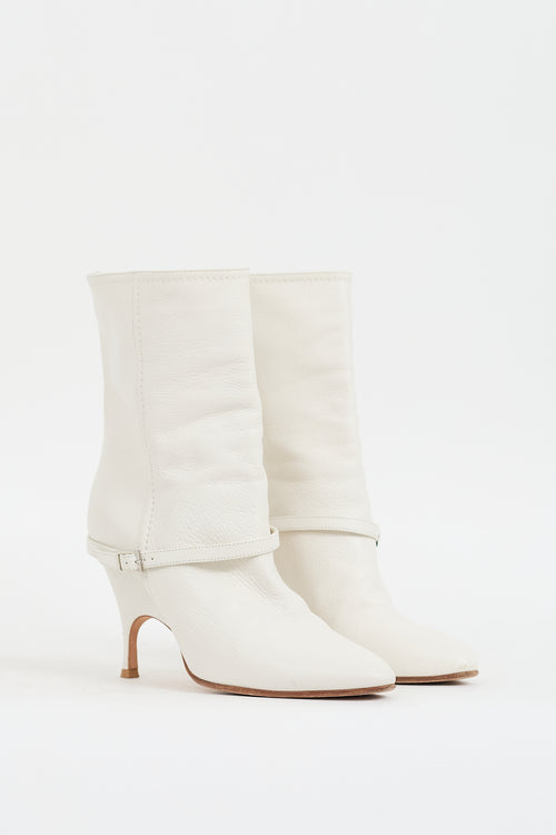 Alchimia di Ballin White Leather Buckled Strap Boot