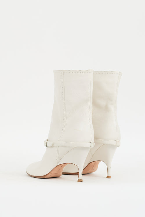 Alchimia di Ballin White Leather Buckled Strap Boot