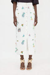 Alemais Flax Embroidered Skirt