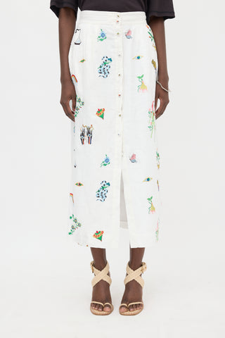 Alemais Flax Embroidered Skirt
