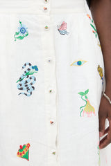 Alemais Flax Embroidered Skirt