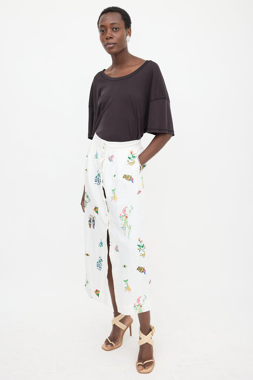 Alemais Flax Embroidered Skirt