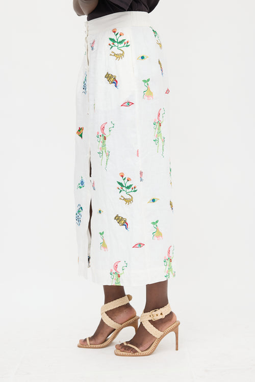 Alemais Flax Embroidered Skirt