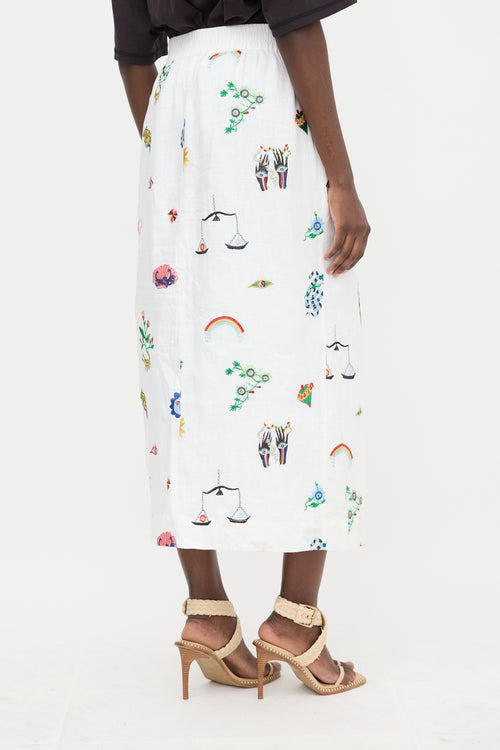 Alemais Flax Embroidered Skirt