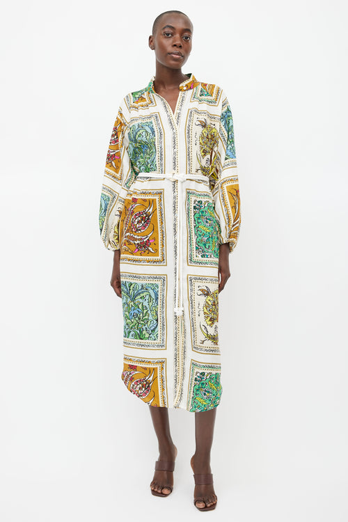 Alemais Multicolour Linen Print Belted Dress