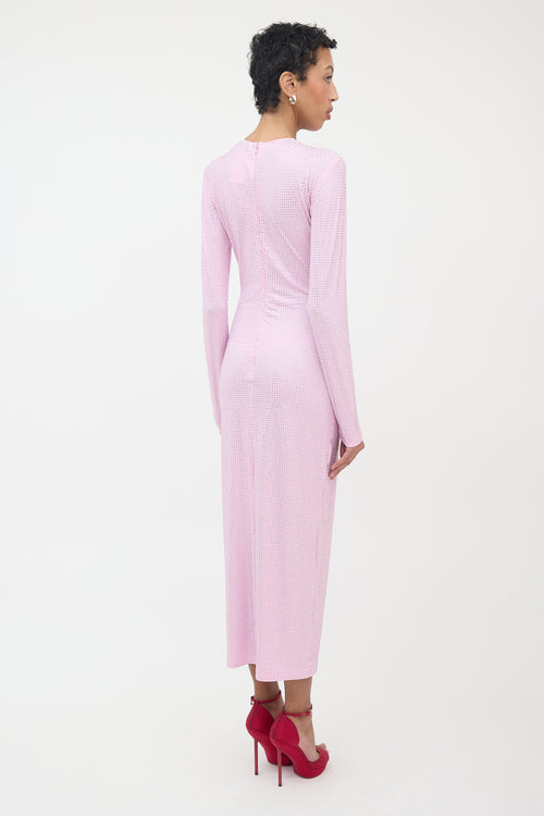 Alessandra Rich Pink Crystal Embellished Maxi Dress