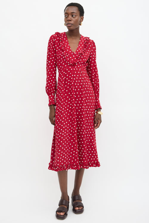 Alessandra Rich Silk Polka Dot Dress