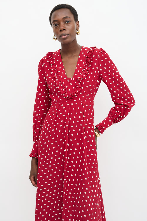 Alessandra Rich Silk Polka Dot Dress