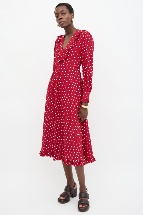 Alessandra Rich Silk Polka Dot Dress