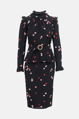 Alessandra Rich Silk Printed Belted Dress