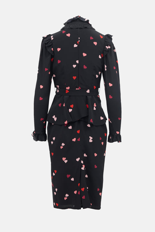 Alessandra Rich Silk Printed Belted Dress