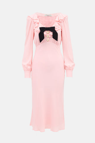 Alessandra Rich Silk Ruffled Dress