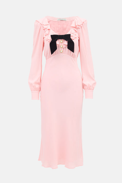 Alessandra Rich Silk Ruffled Dress