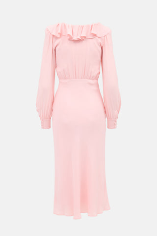 Alessandra Rich Silk Ruffled Dress