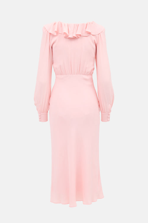Alessandra Rich Silk Ruffled Dress