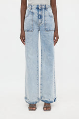 Alessandra Rich Acid Wash Wide Leg Jeans