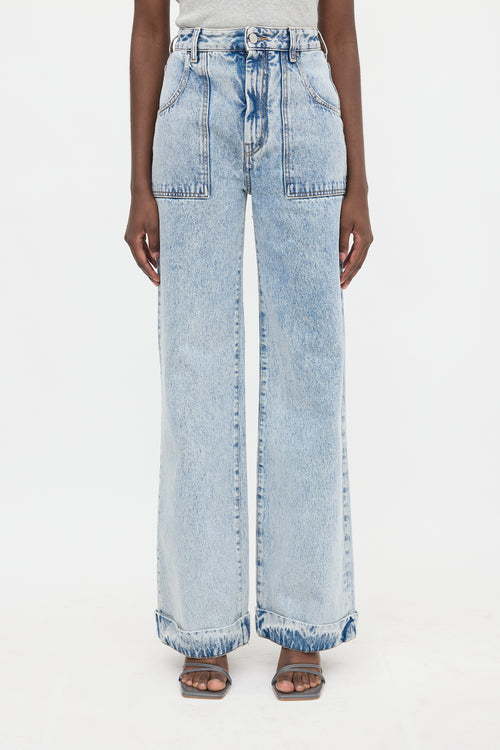 Alessandra Rich Acid Wash Wide Leg Jeans