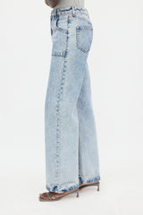 Alessandra Rich Acid Wash Wide Leg Jeans