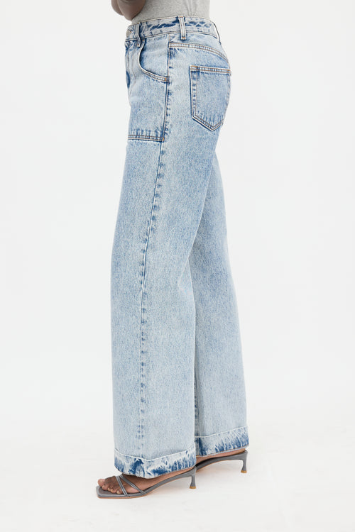 Alessandra Rich Acid Wash Wide Leg Jeans
