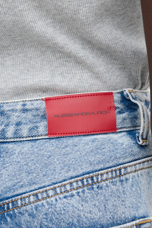Alessandra Rich Acid Wash Wide Leg Jeans