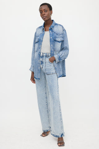 Alessandra Rich Acid Wash Wide Leg Jeans