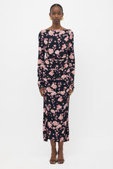 Alessandra Rich Ruched Floral Dress