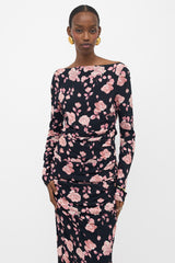 Alessandra Rich Ruched Floral Dress