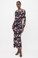 Alessandra Rich Ruched Floral Dress