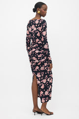 Alessandra Rich Ruched Floral Dress
